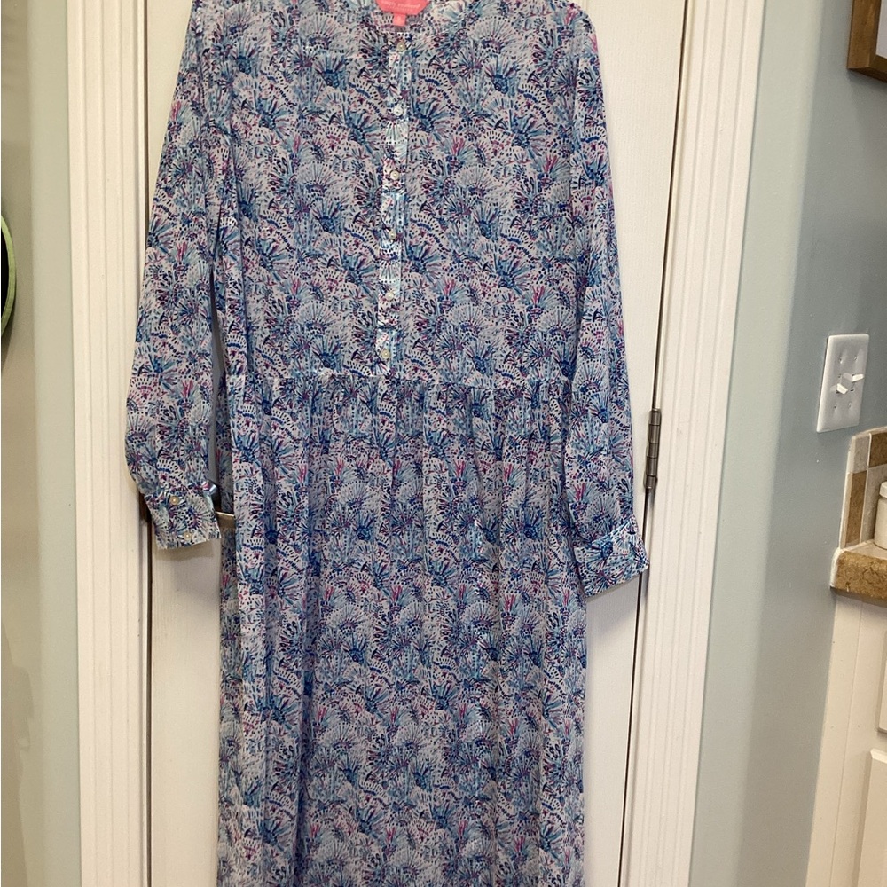 Simply Southern SZ S midi Dress Confetti Semi Sheer Beach Coverup Resort